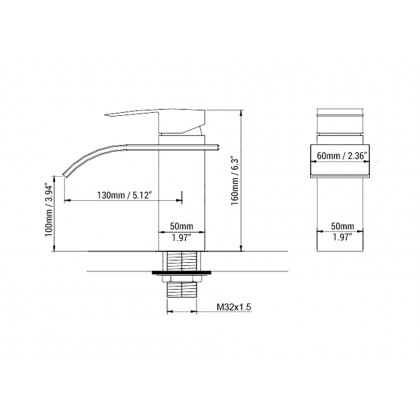 HMR - Milly Waterfall Single Hole Faucet Sink in Nickel