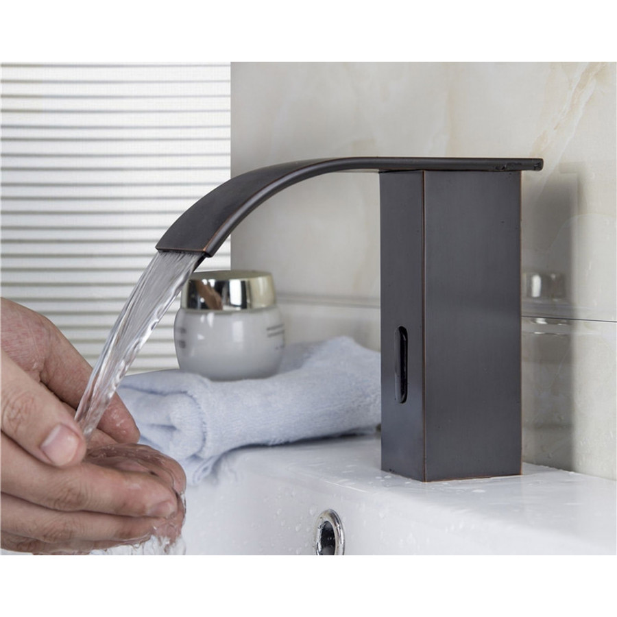 HMR - Automatic Sensor Hot and Cold Bathroom Sink Faucet in Antique Black