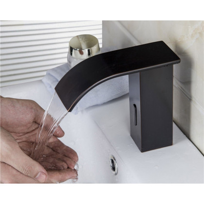 HMR - Automatic Sensor Hot and Cold Bathroom Sink Faucet in Antique Black