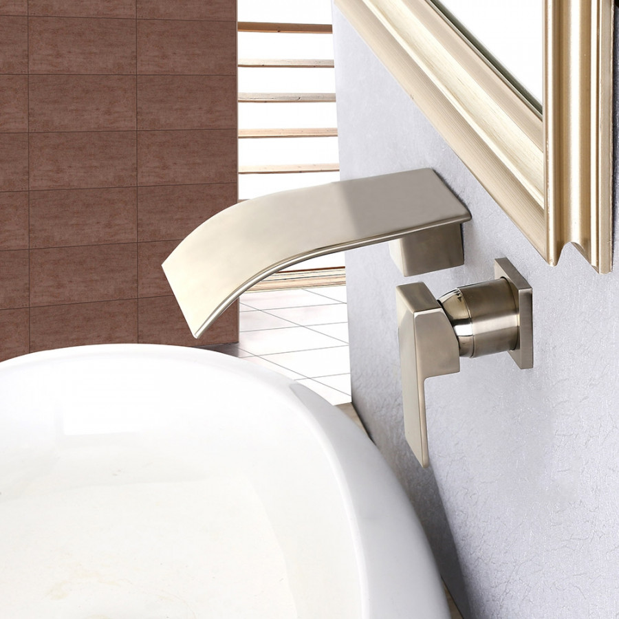HMR - Milly Wall Mounted Spout Sink Faucet in Brushed Nickel