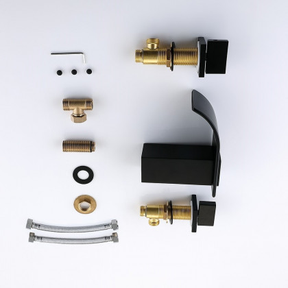 HMR - Widespread 2-Handle Solid Brass Bathroom Sink Faucet in Matte Black