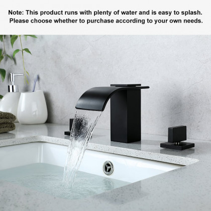 HMR - Widespread 2-Handle Solid Brass Bathroom Sink Faucet in Matte Black