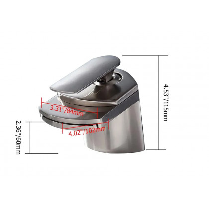 HMR - Modern 1-Hole Waterfall Bathroom Sink Faucet in Brushed Nickel and Solid Brass