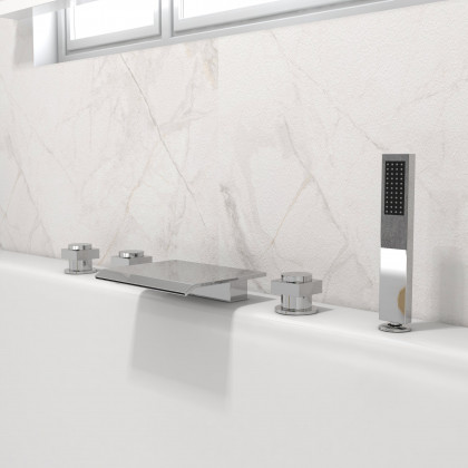 HMR - Moda Waterfall Deck-Mount Faucet with Handshower in Chrome