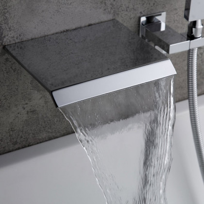 HMR - Moda Wall-Mounted Waterfall Faucet in Polished Chrome, Solid Brass