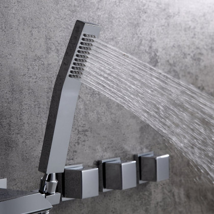 HMR - Moda Wall-Mounted Waterfall Faucet in Polished Chrome, Solid Brass