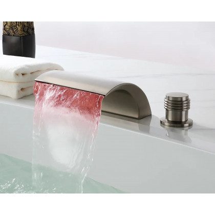 HMR - Victoria Waterfall LED Double Handle Faucet in Brushed Nickel
