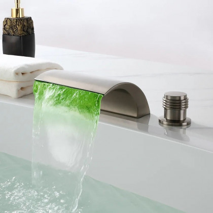 HMR - Victoria Waterfall LED Double Handle Faucet in Brushed Nickel