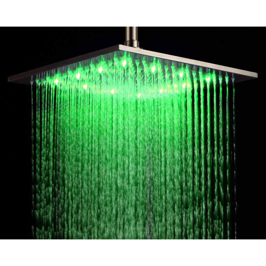 HMR - Modern 12" Square Ceiling Mount Rain Shower Head with LED