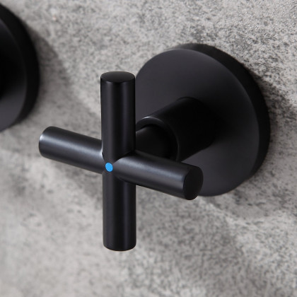 HMR - Melro Wall Mounted Cross Handles Sink Faucet in Matte Black, Brass