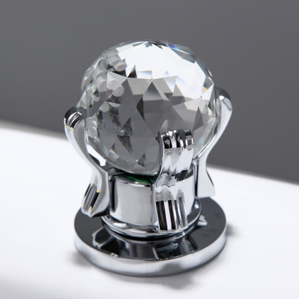 HMR - 2 Crystal Handle Bathroom Sink Faucet in Chrome