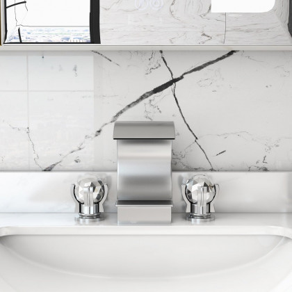 HMR - 2 Crystal Handle Bathroom Sink Faucet in Chrome