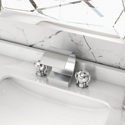 HMR - 2 Crystal Handle Bathroom Sink Faucet in Chrome