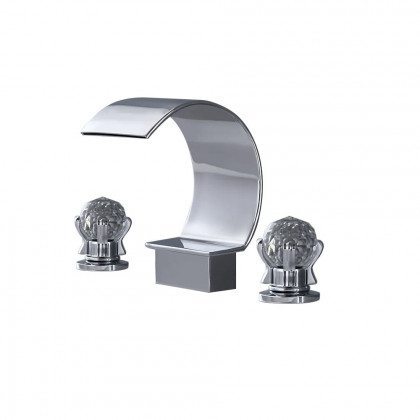 HMR - 2 Crystal Handle Bathroom Sink Faucet in Chrome
