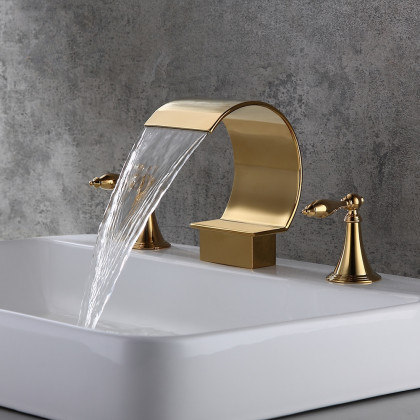 HMR - Lever Handle Bathroom Sink Faucet in Glistening Gold