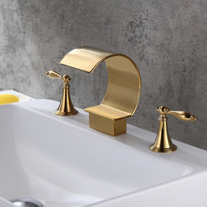 HMR - Lever Handle Bathroom Sink Faucet in Glistening Gold