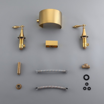 HMR - Lever Handle Bathroom Sink Faucet in Glistening Gold