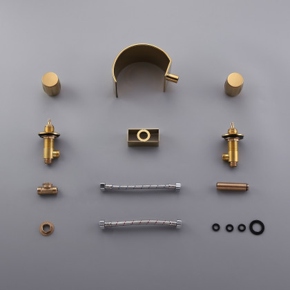 HMR - Waterfall 2-Handle Bathroom Sink Faucet Solid Brass in Gold