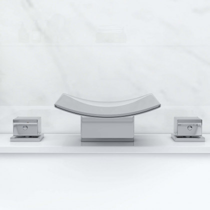 HMR - Double Handle Waterfall Bathroom Sink Faucet in Polished Chrome