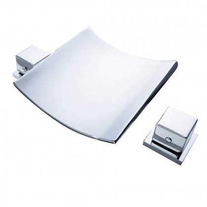 HMR - Double Handle Waterfall Bathroom Sink Faucet in Polished Chrome
