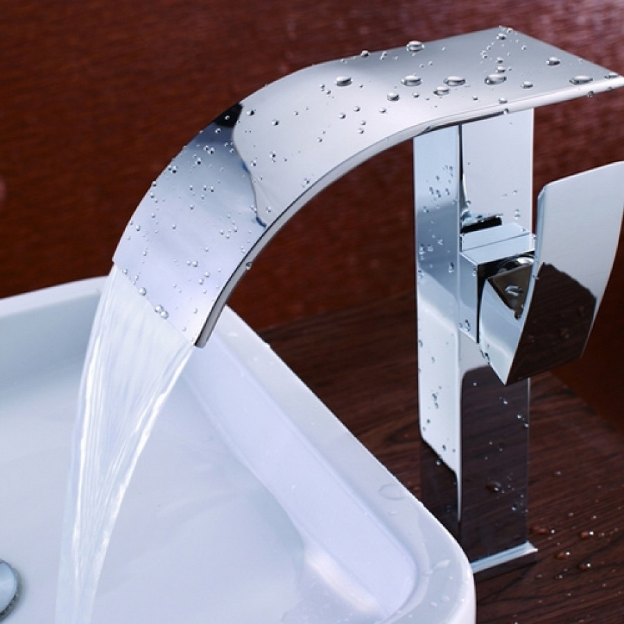 HMR - Milly Single Handle Waterfall Vessel Sink Faucet in Compression 3/8" Waterlines