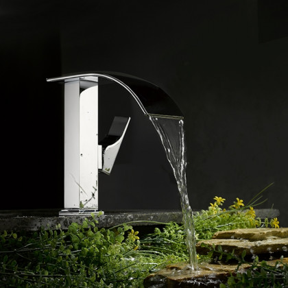 HMR - Milly Single Handle Waterfall Vessel Sink Faucet in Compression 3/8" Waterlines