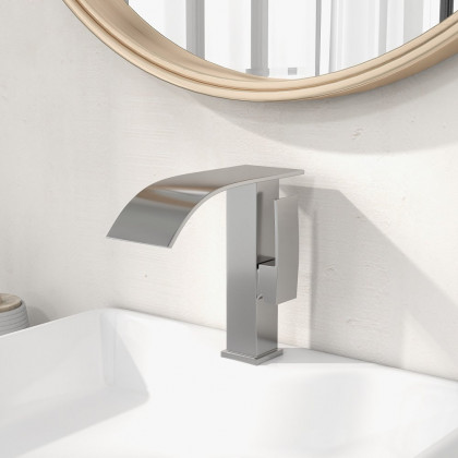HMR - Milly Single Handle Waterfall Vessel Sink Faucet in Compression 3/8" Waterlines