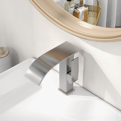 HMR - Milly Single Handle Waterfall Vessel Sink Faucet in Compression 3/8" Waterlines