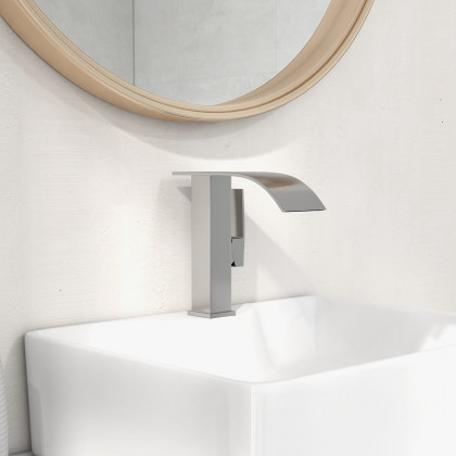 HMR - Milly Single Handle Waterfall Vessel Sink Faucet in Compression 3/8" Waterlines