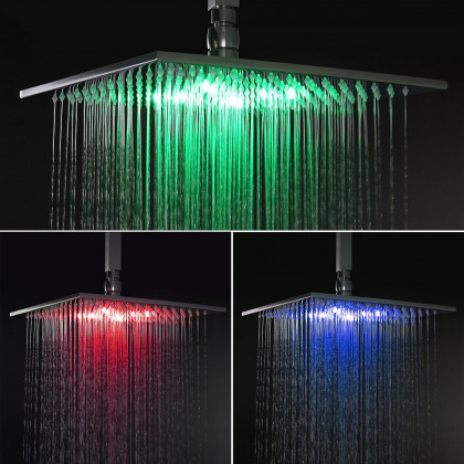 HMR - Ceiling Mounted Rain Shower System with Handheld Shower and 6 Body Sprays in with LED