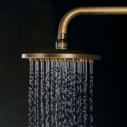 HMR - Two Handle Round Rainshower Shower Fixture in Antique Brass