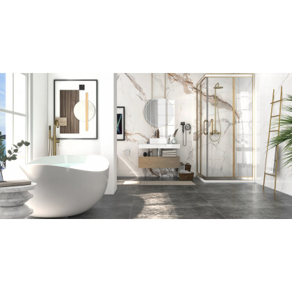 HMR - Two Handle Round Rainshower Shower Fixture in Antique Brass