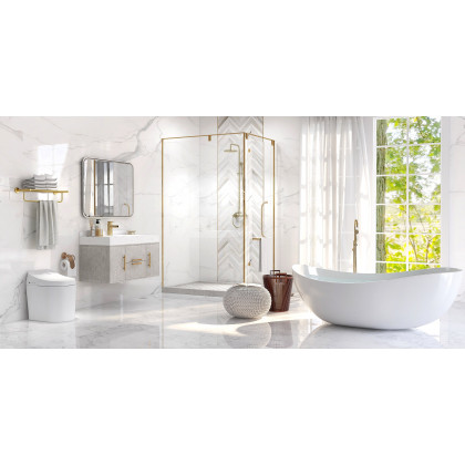 HMR - Two Handle Round Rainshower Shower Fixture in Antique Brass