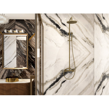 HMR - Two Handle Round Rainshower Shower Fixture in Antique Brass