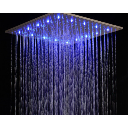 HMR - 16" LED Square Rain Showerhead in Brushed Nickel, Stainless Steel