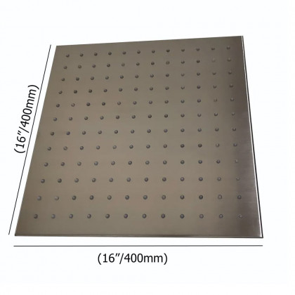 HMR - 16" LED Square Rain Showerhead in Brushed Nickel, Stainless Steel
