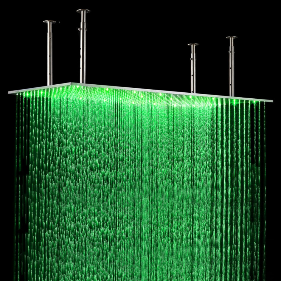 HMR - LED Stainless Steel Rectangle Ceiling Shower Head in 20"W x 40"L, Chrome