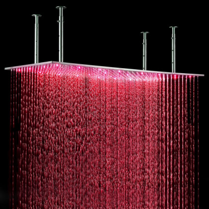 HMR - LED Stainless Steel Rectangle Ceiling Shower Head in 20"W x 40"L, Chrome