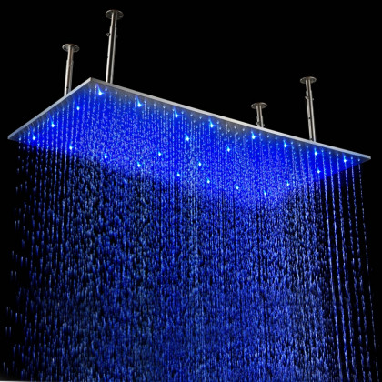 HMR - LED Stainless Steel Rectangle Ceiling Shower Head in 20"W x 40"L, Chrome