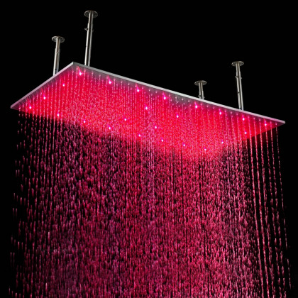 HMR - LED Stainless Steel Rectangle Ceiling Shower Head in 20"W x 40"L, Chrome