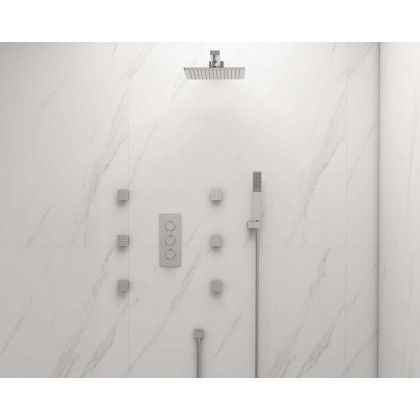 HMR Wall Mount LED Standard Shower Set with Hand Shower & Body Spray Jets - Polished Chrome