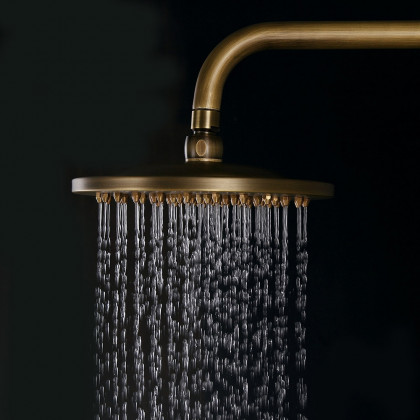 HMR - Rainfall Exposed Shower Fixture with Tub Spout in Antique Brass