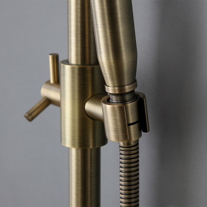 HMR - Rainfall Exposed Shower Fixture with Tub Spout in Antique Brass