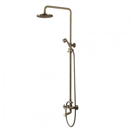 HMR - Rainfall Exposed Shower Fixture with Tub Spout in Antique Brass