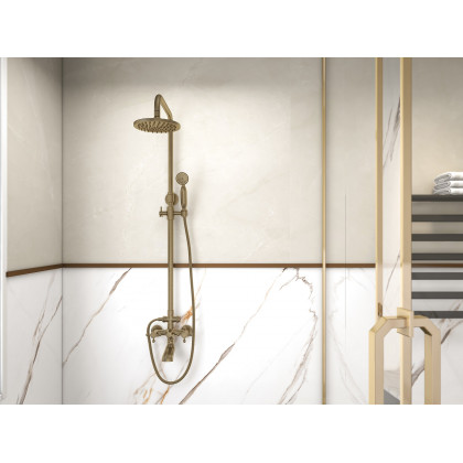 HMR - Rainfall Exposed Shower Fixture with Tub Spout in Antique Brass