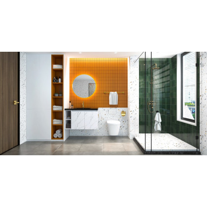 HMR - Rainfall Exposed Shower Fixture with Tub Spout in Antique Brass