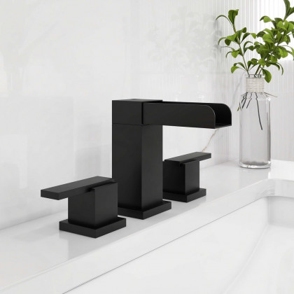 HMR - Double Handle Right-Angled Bathroom Sink Faucet in Matte Black