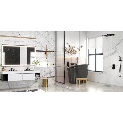 HMR - Double Handle Right-Angled Bathroom Sink Faucet in Matte Black