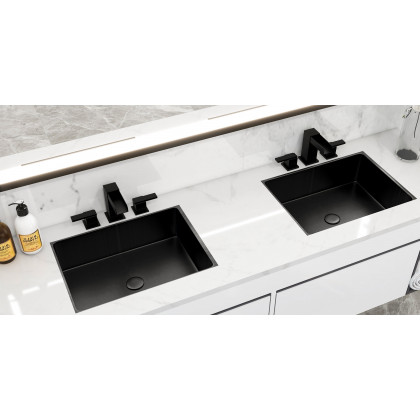 HMR - Double Handle Right-Angled Bathroom Sink Faucet in Matte Black