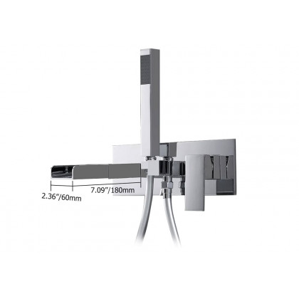 HMR - Mill Wall-Mount Tub Filler Faucet in Chrome, Solid Brass